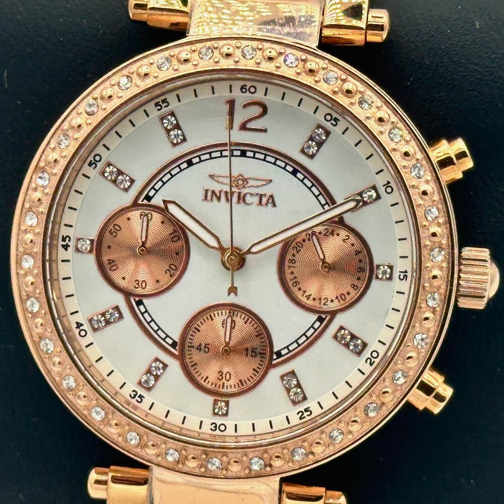 NEW Invicta Angel White Dial Crystal Accent Rose GoldTone 36mm Dial Ladies Watch